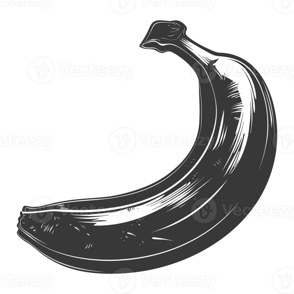 AI generated Silhouette Banana Fruit black color only png