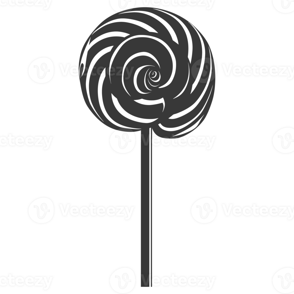 AI generated Silhouette candy lollipop black color only png