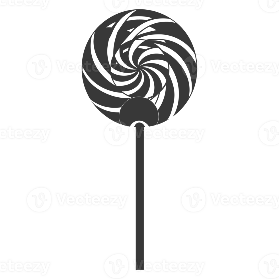 AI generated Silhouette candy lollipop black color only png