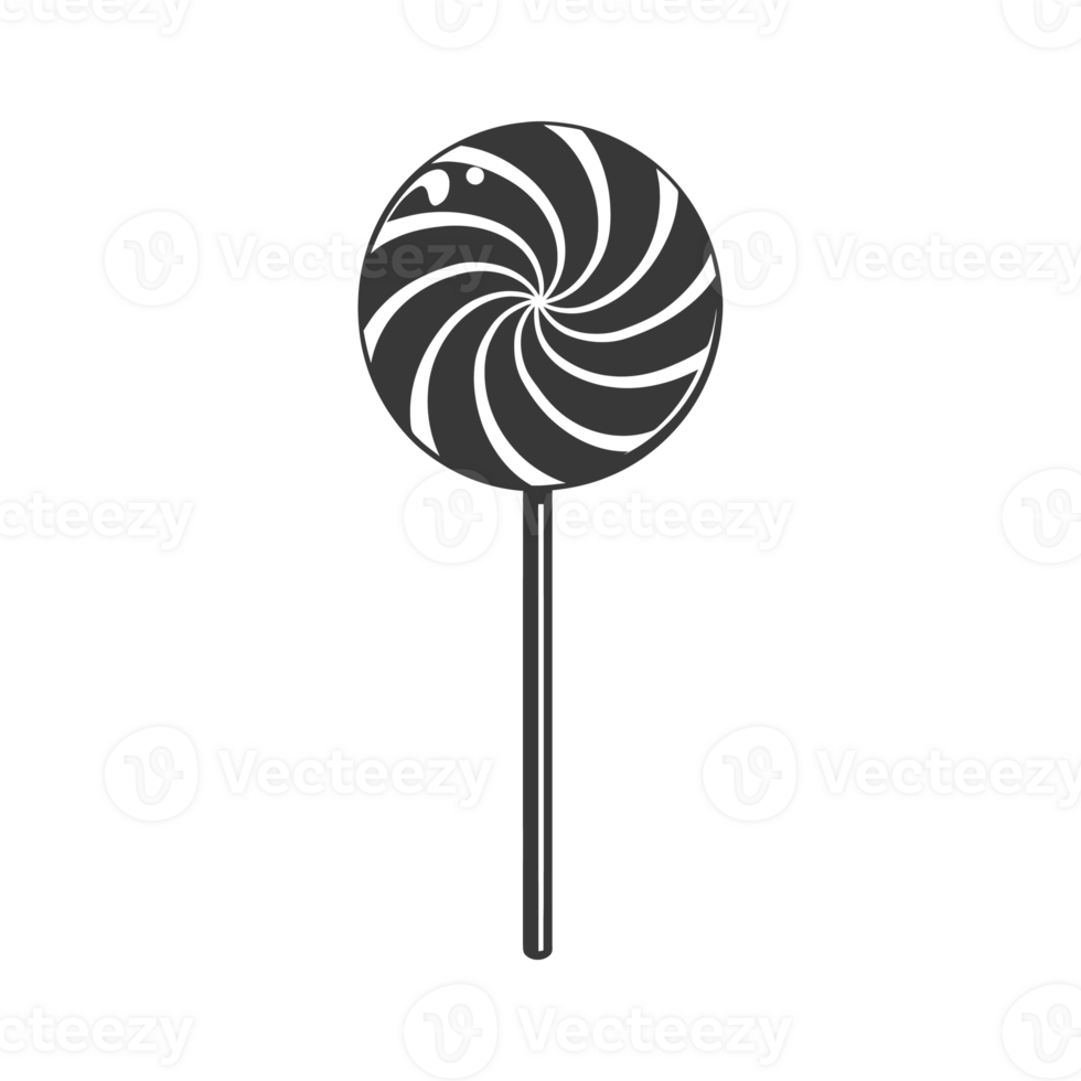 AI generated Silhouette candy lollipop black color only png