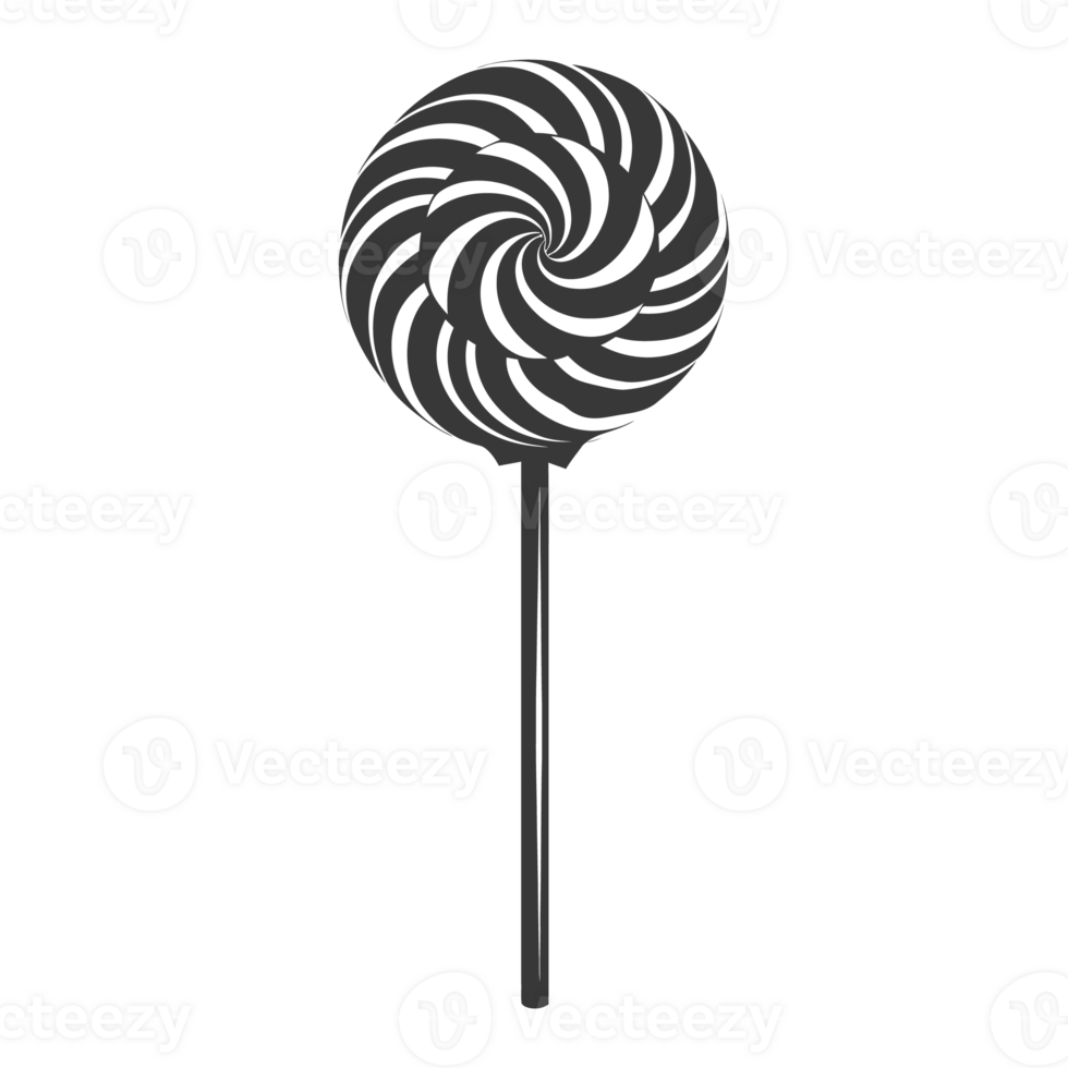 AI generated Silhouette candy lollipop black color only png