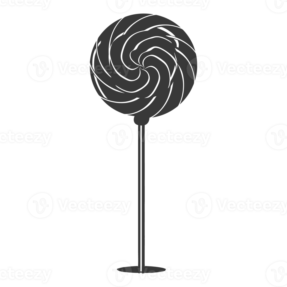 AI generated Silhouette candy lollipop black color only png