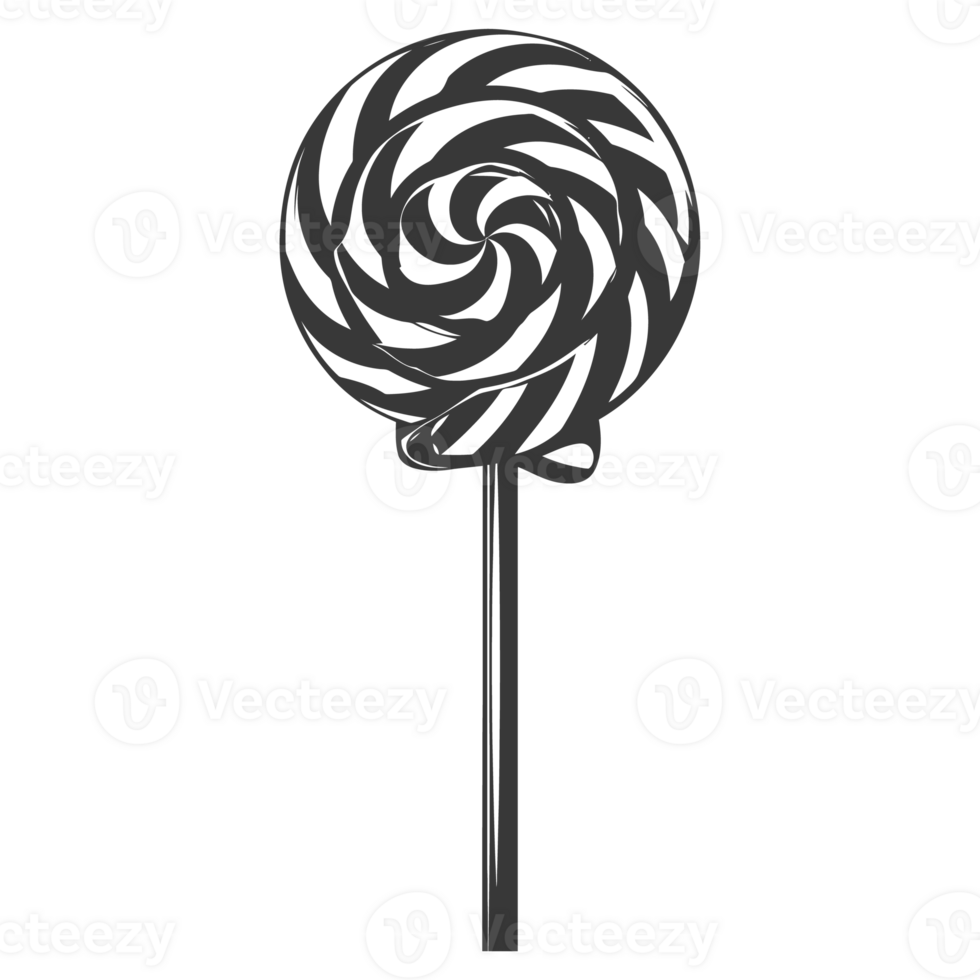 AI generated Silhouette candy lollipop black color only png