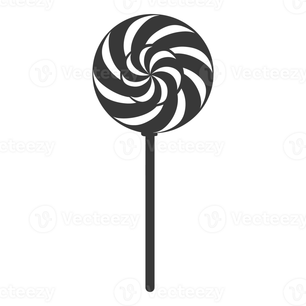 AI generated Silhouette candy lollipop black color only png