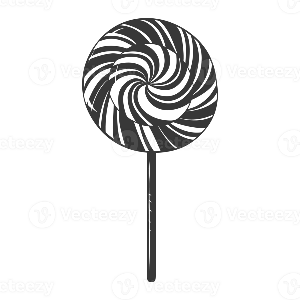 AI generated Silhouette candy lollipop black color only png