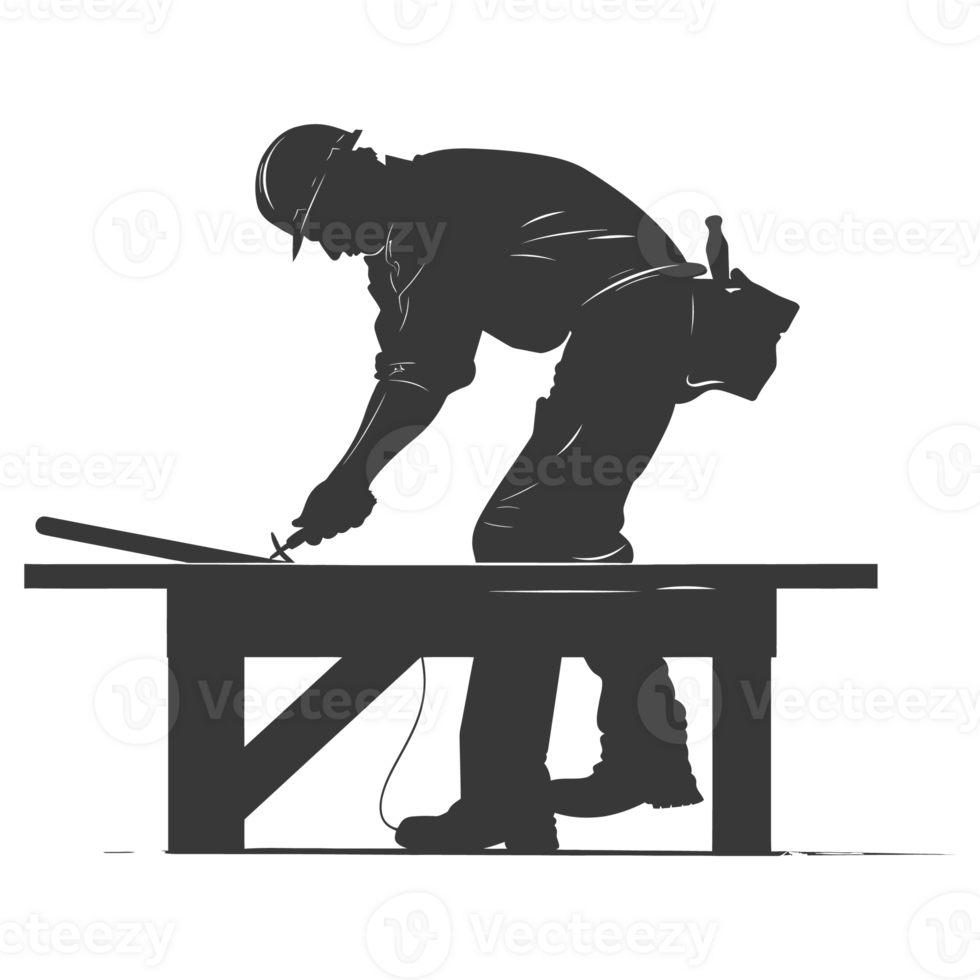 AI generated Silhouette carpenter in action black color only full body png