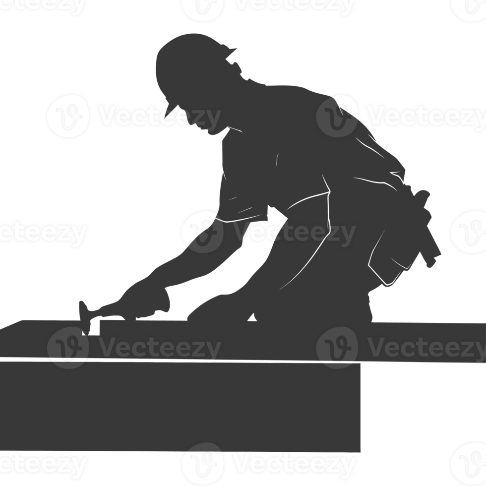 AI generated Silhouette carpenter in action black color only full body png