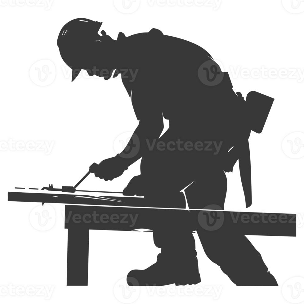 AI generated Silhouette carpenter in action black color only full body png