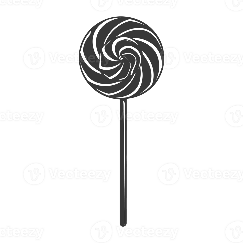 AI generated Silhouette candy lollipop black color only png