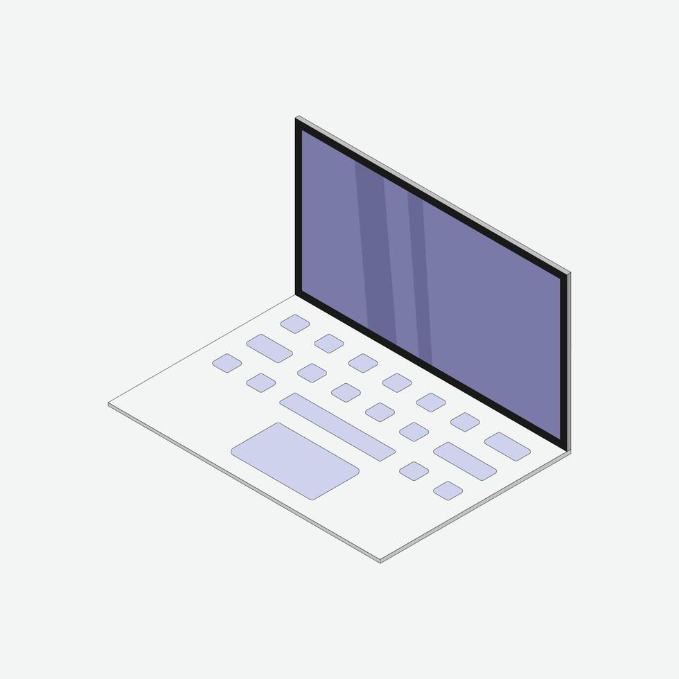 vector illustration of a laptop in isometry