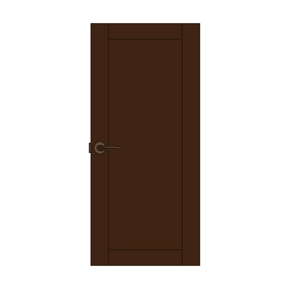 Vector image of a wooden brown interior door with a handle.