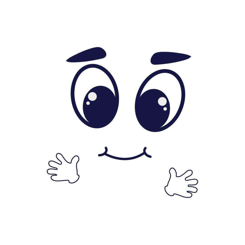 A cute little face of a character with big eyes and white gloves. vector