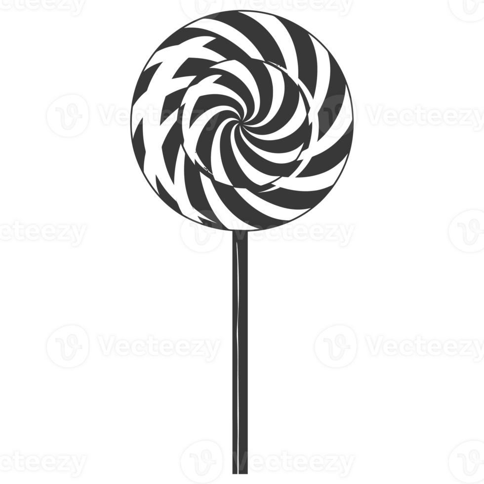 AI generated Silhouette candy lollipop black color only png