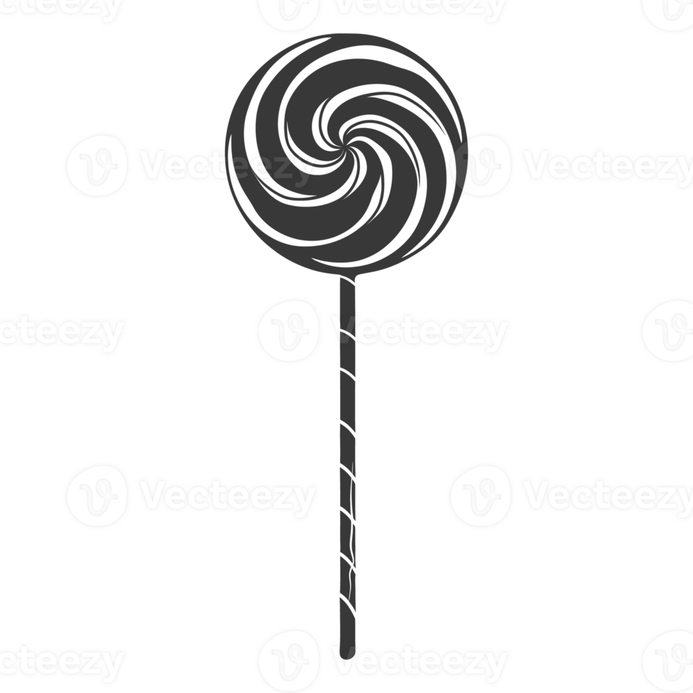 AI generated Silhouette candy lollipop black color only png