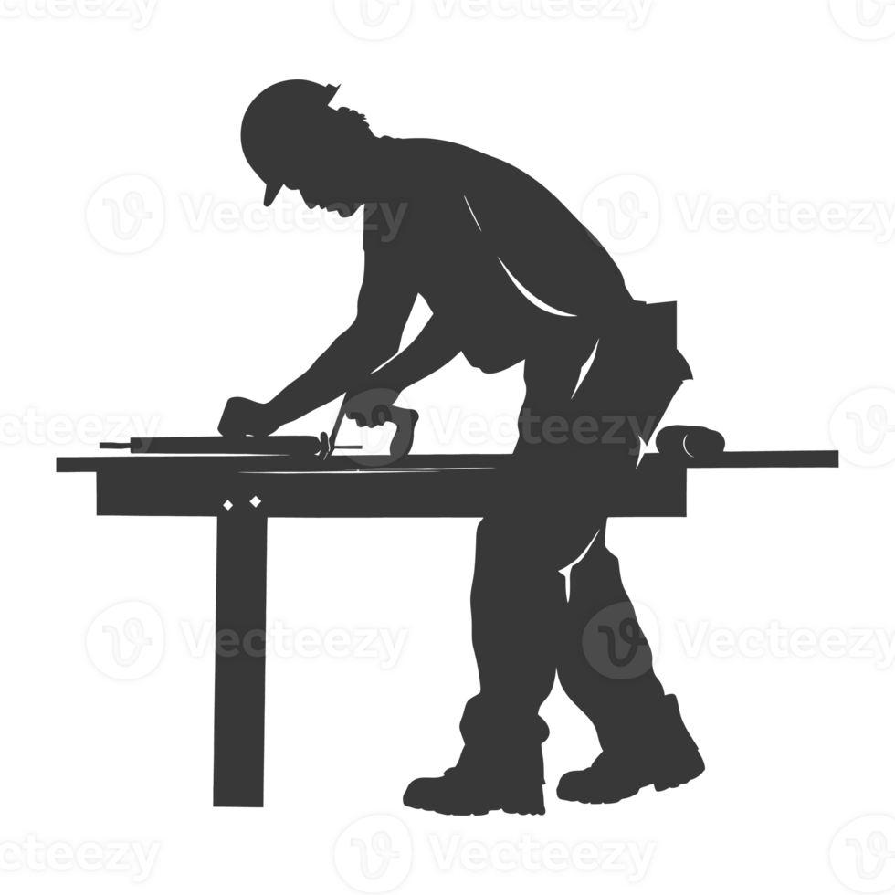 AI generated Silhouette carpenter in action black color only full body png
