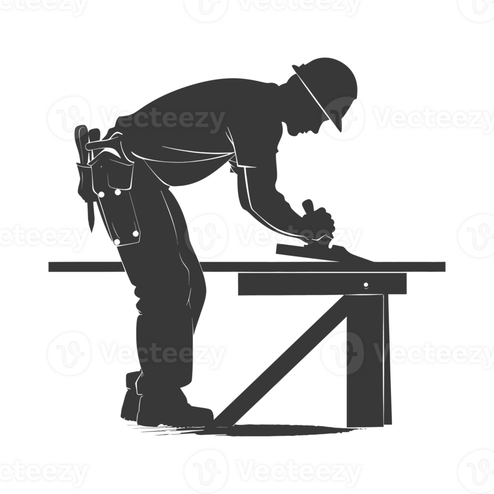 AI generated Silhouette carpenter in action black color only full body png