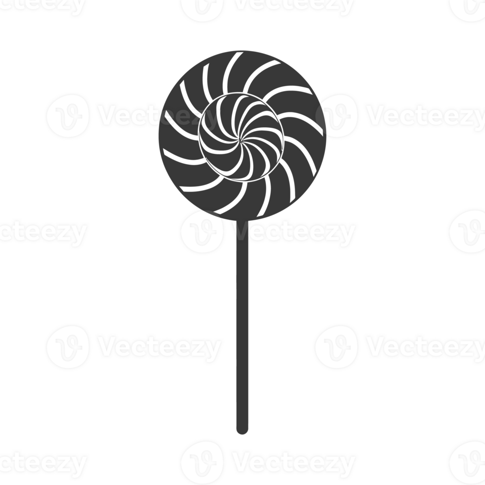 AI generated Silhouette candy lollipop black color only png