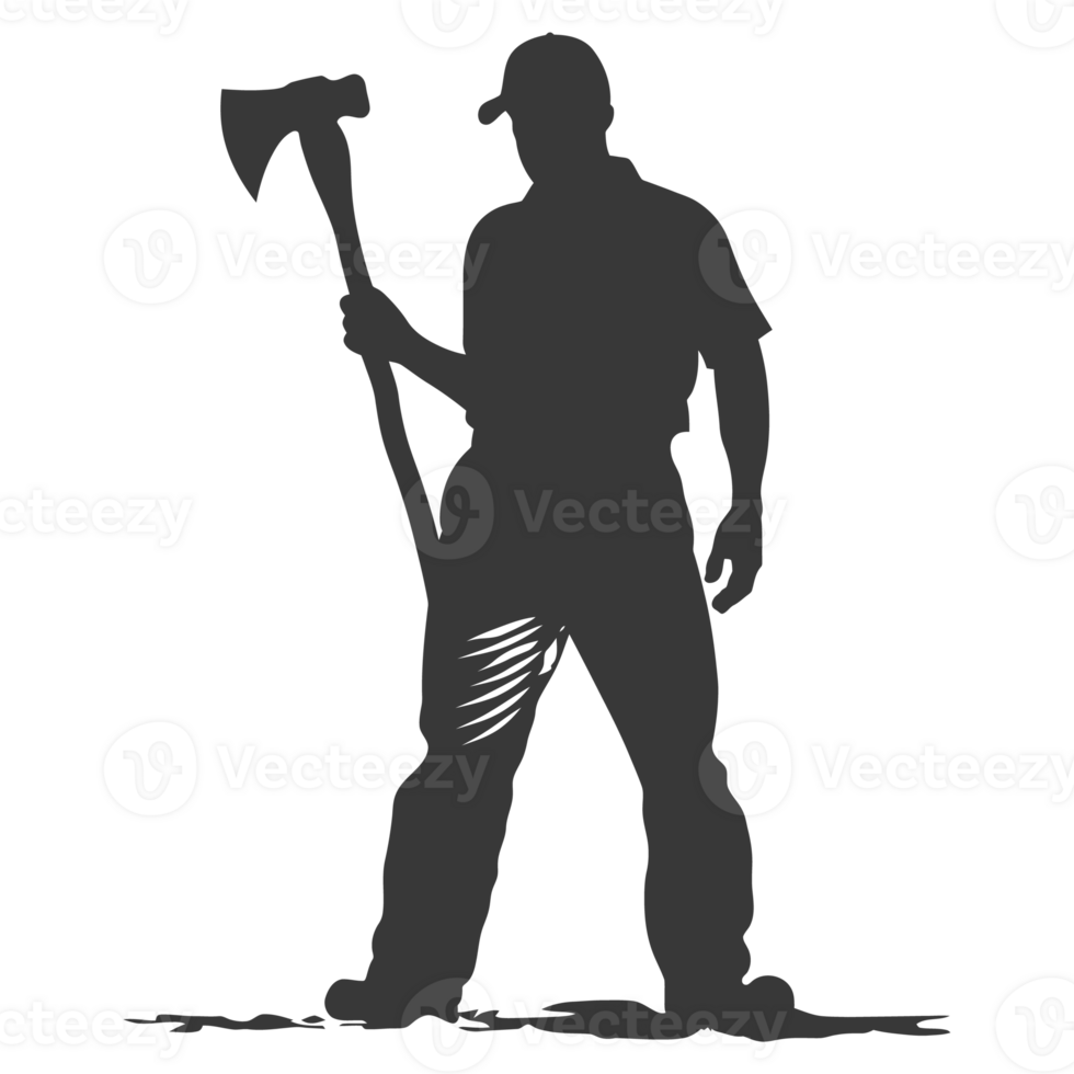 AI generated Silhouette carpenter with ax black color only full body png