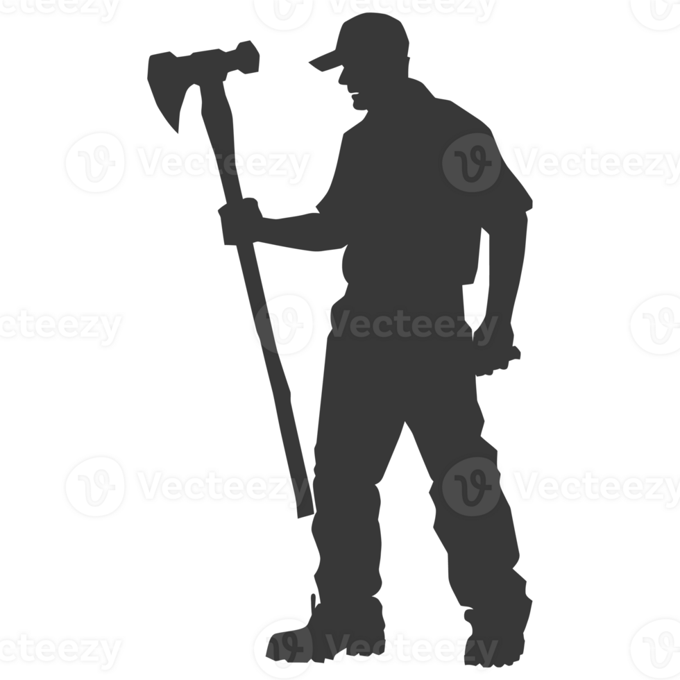 AI generated Silhouette carpenter with ax black color only full body png