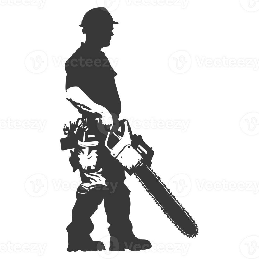 ai gegenereerd silhouet timmerman met kettingzaag zwart kleur enkel en alleen vol lichaam png
