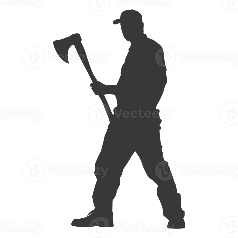 AI generated Silhouette carpenter with ax black color only full body png