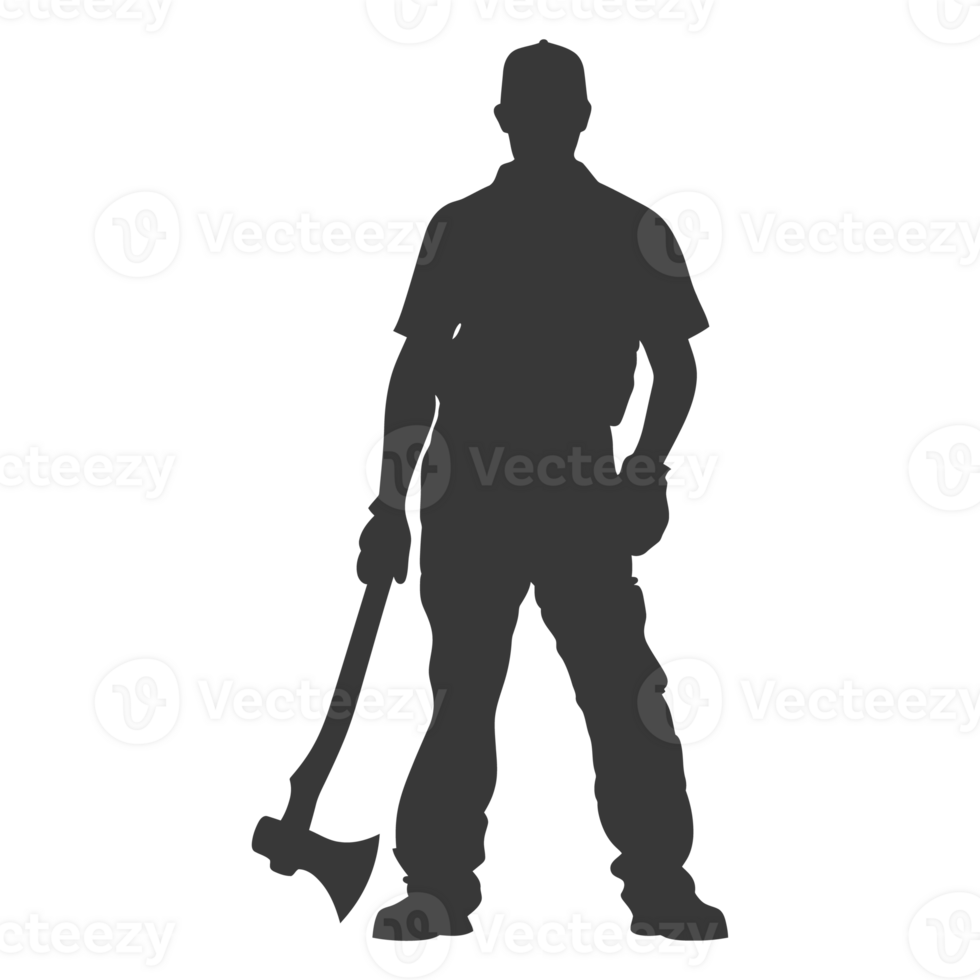AI generated Silhouette carpenter with ax black color only full body png