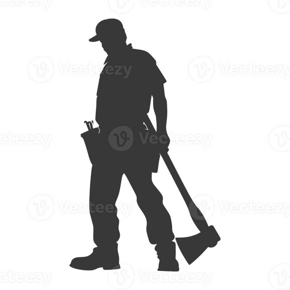 AI generated Silhouette carpenter with ax black color only full body png