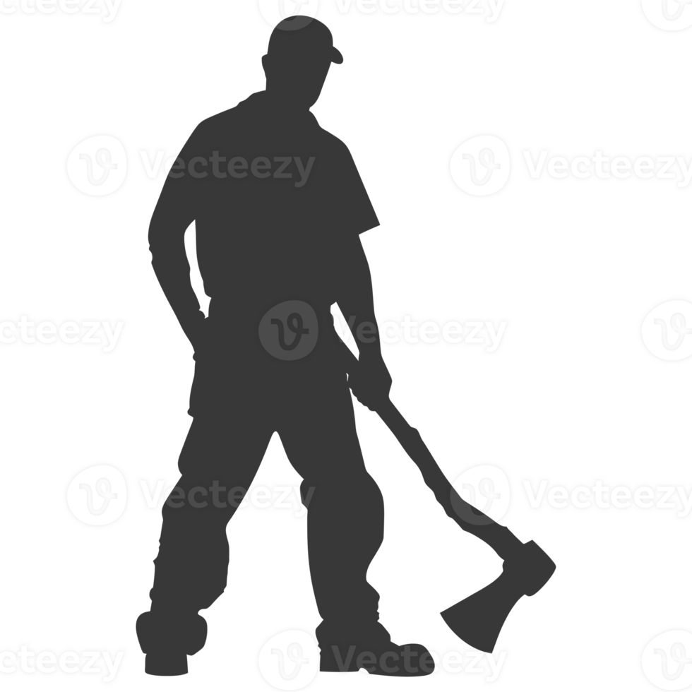AI generated Silhouette carpenter with ax black color only full body png