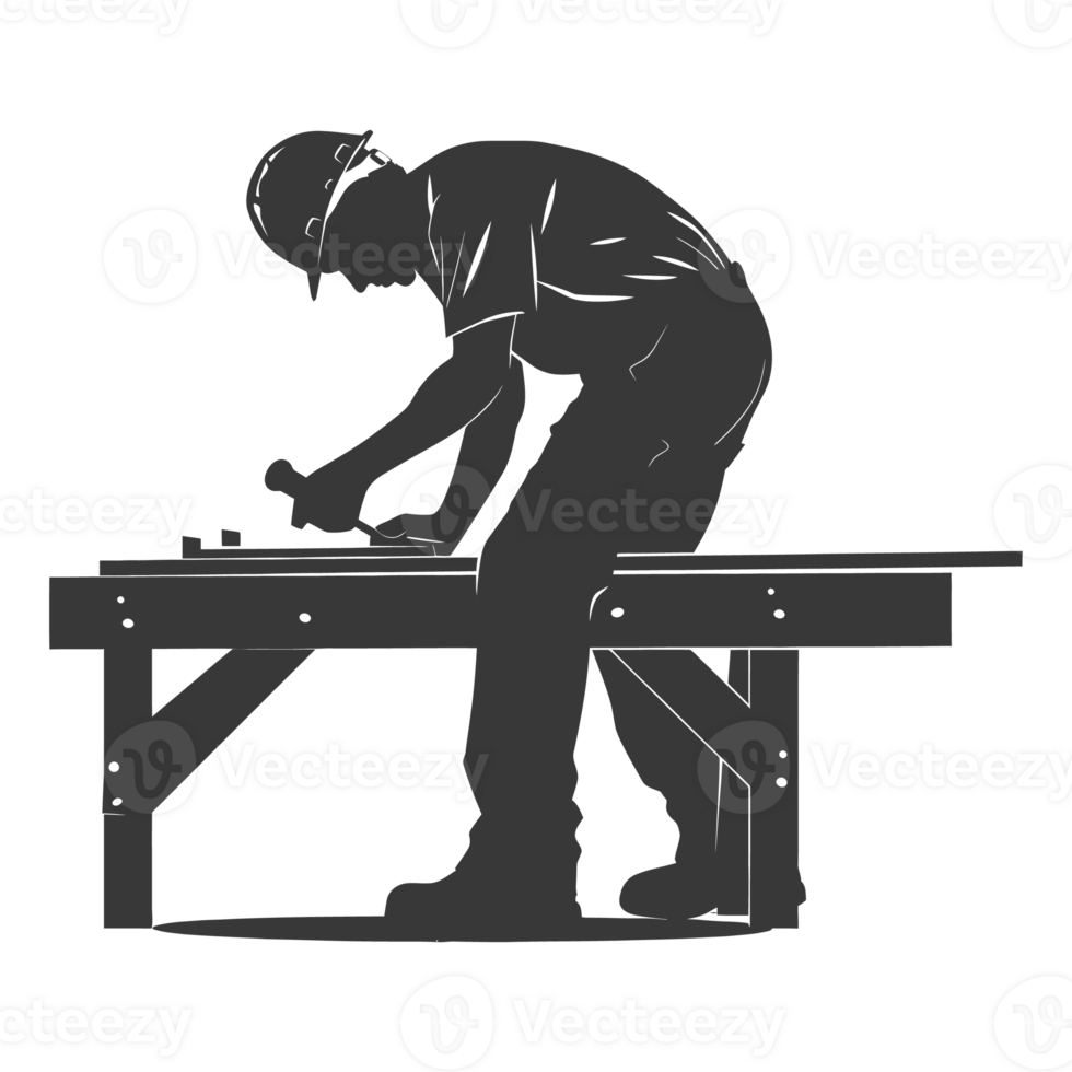 AI generated Silhouette carpenter in action black color only full body png