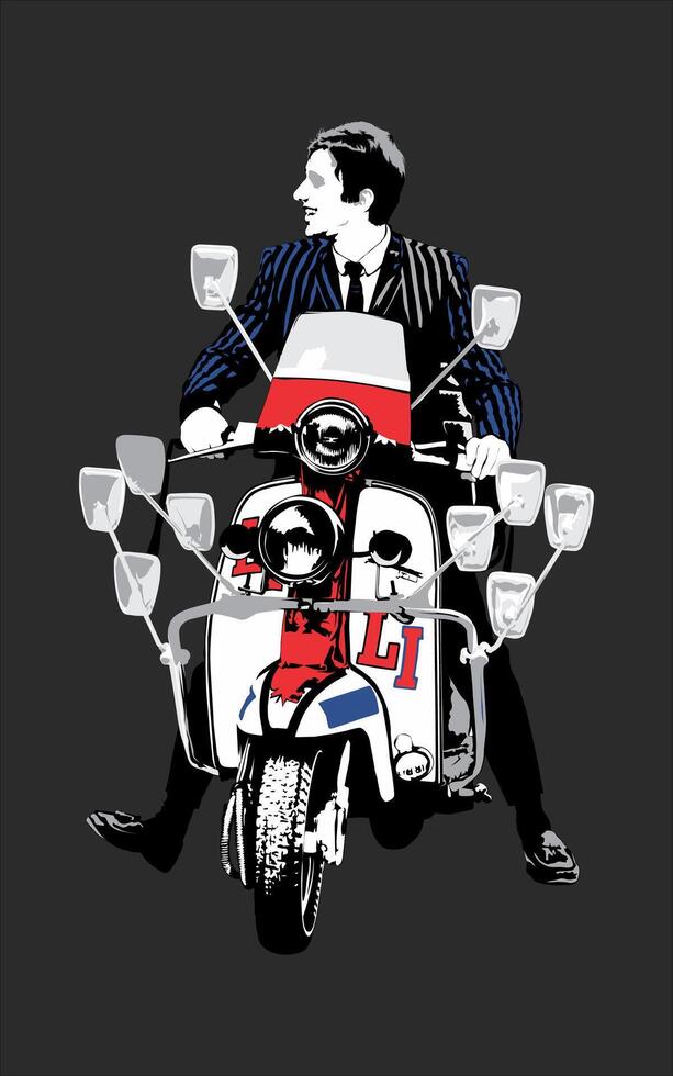 Vector illustration of classic Vespa rider