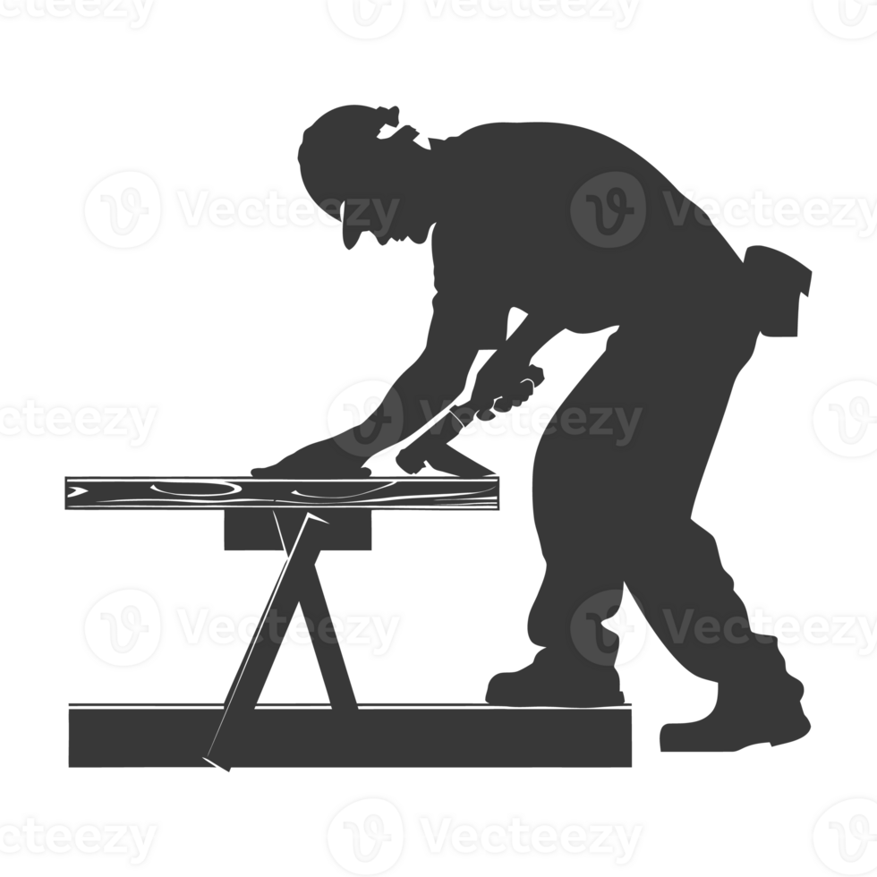 AI generated Silhouette carpenter in action black color only full body png