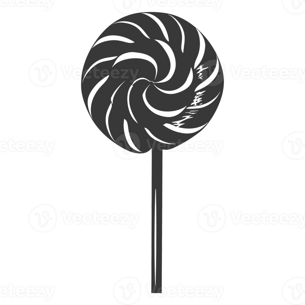 AI generated Silhouette candy lollipop black color only png