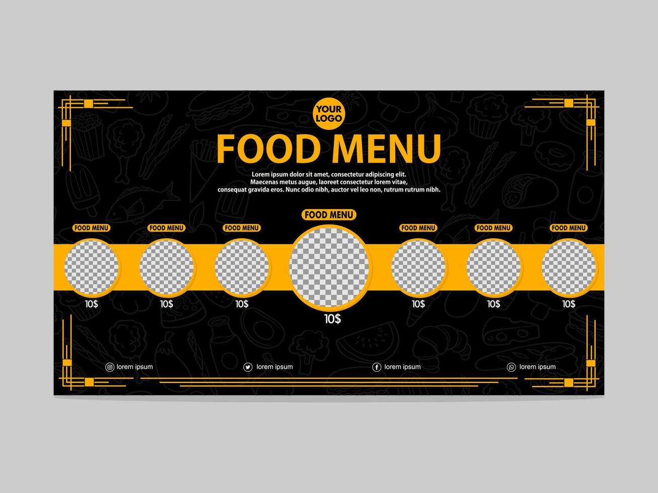 food menu template for banner and website vector