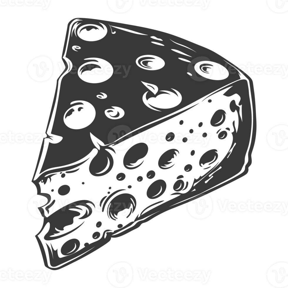 ai generiert Silhouette Käse schwarz Farbe nur png