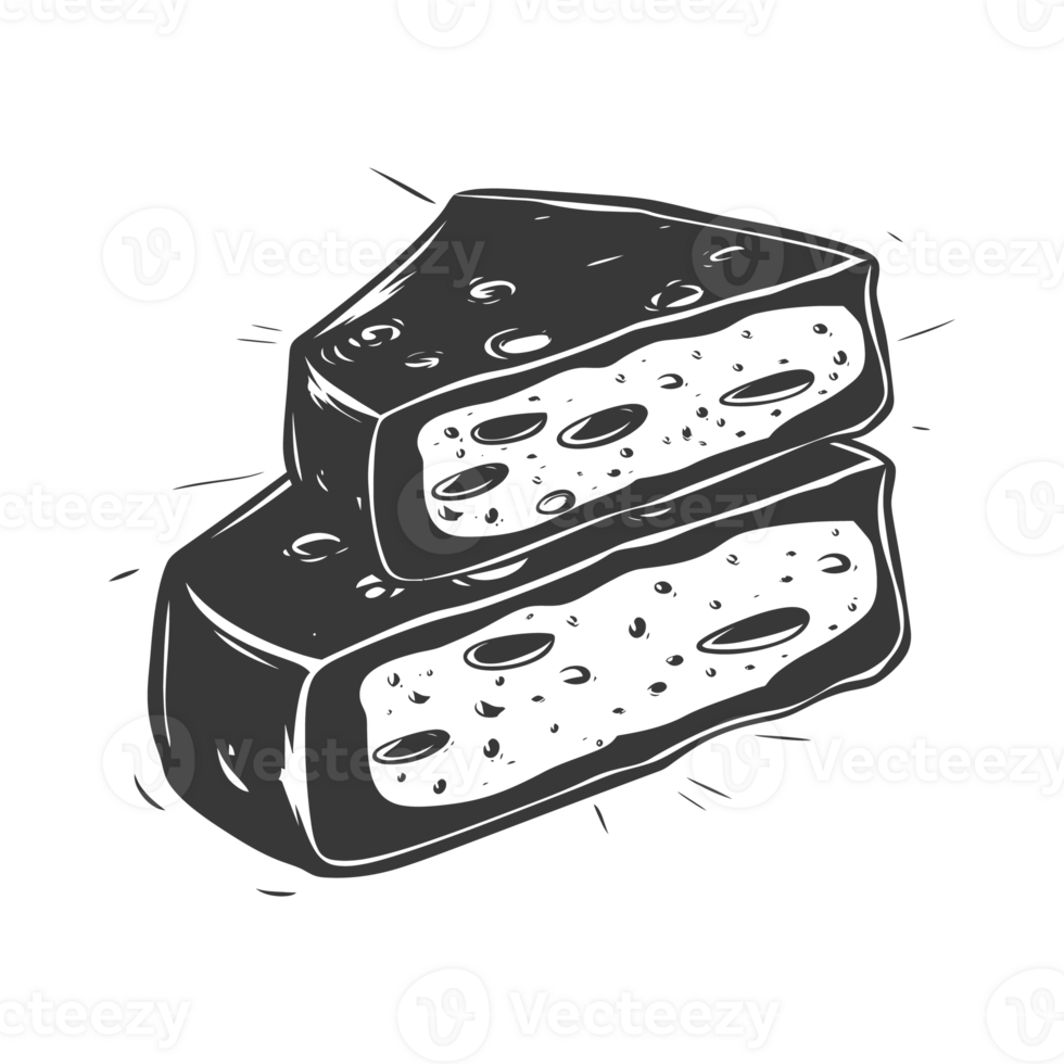 AI generated Silhouette cheese black color only png