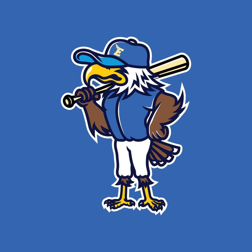 águila mascota objeto béisbol club deporte conjunto en Clásico mano dibujado diseño vector