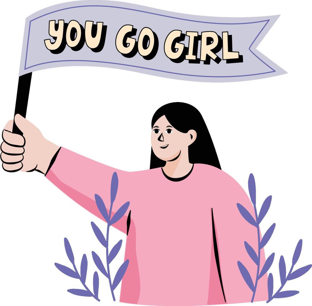International Women's Day March 8 Girl Power Set Illustration Vector