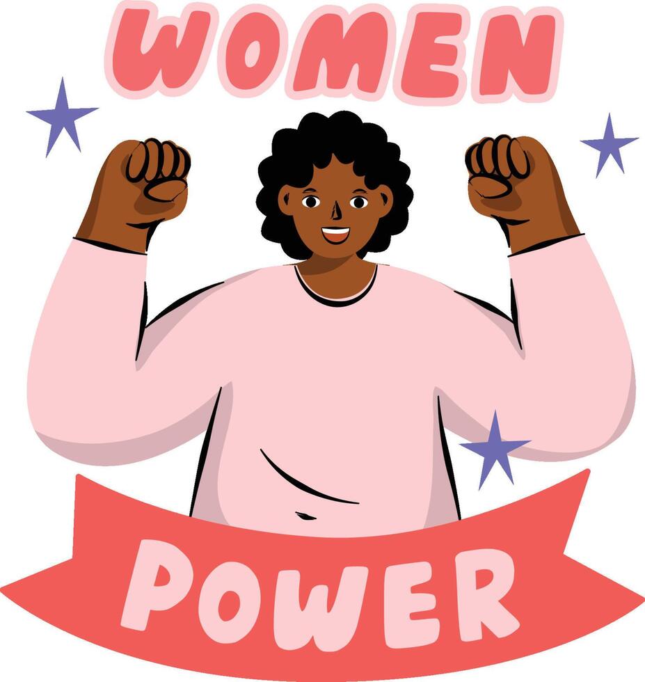 International Women's Day March 8 Girl Power Set Illustration Vector