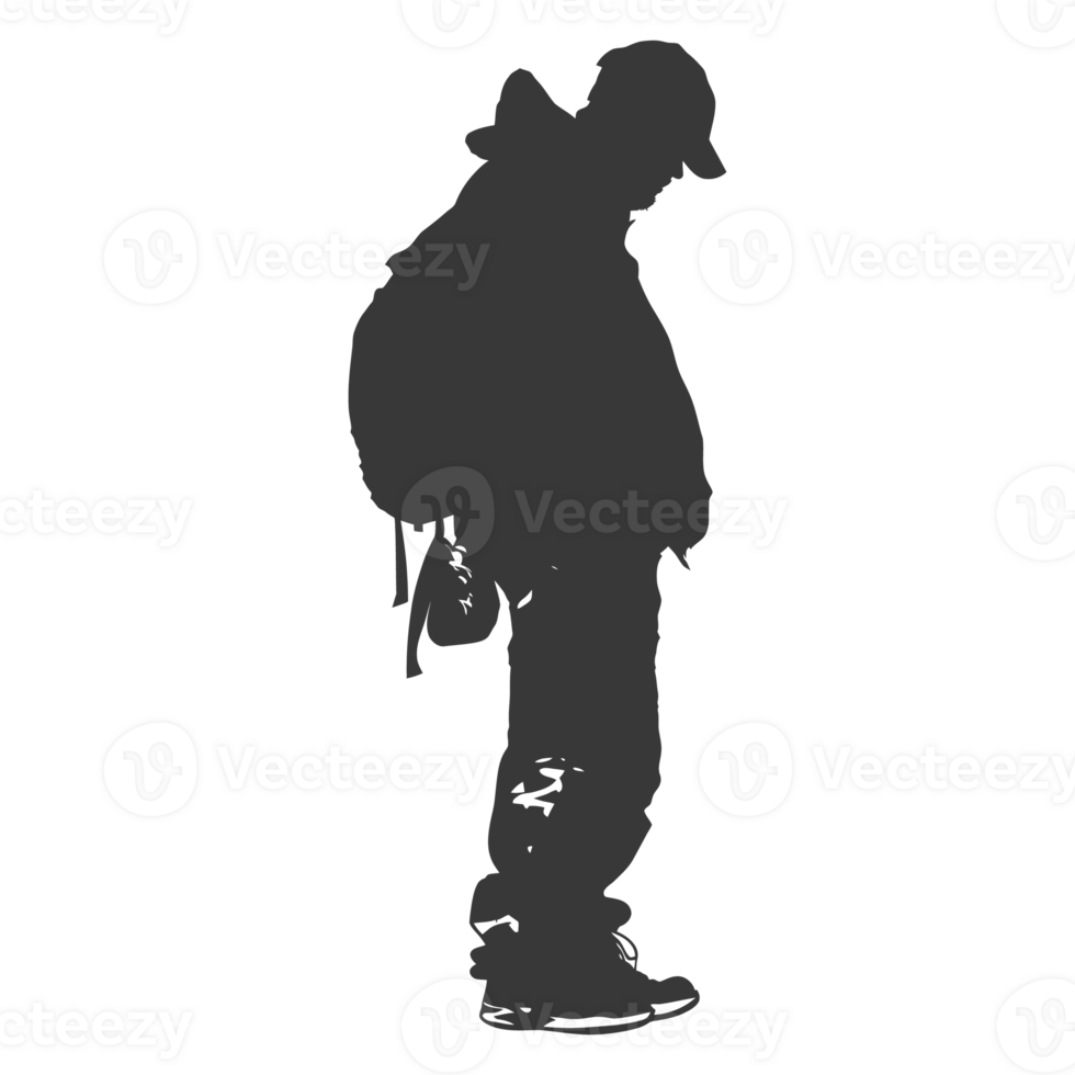 AI generated Silhouette homeless black color only full body png