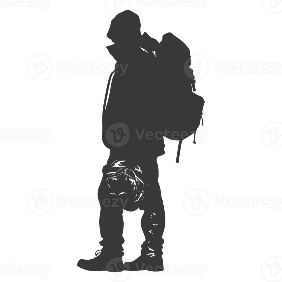AI generated Silhouette homeless black color only full body png