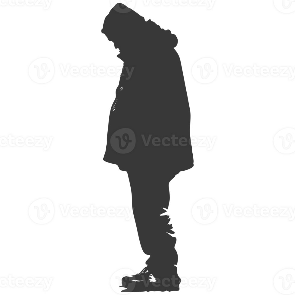 AI generated Silhouette homeless black color only full body png