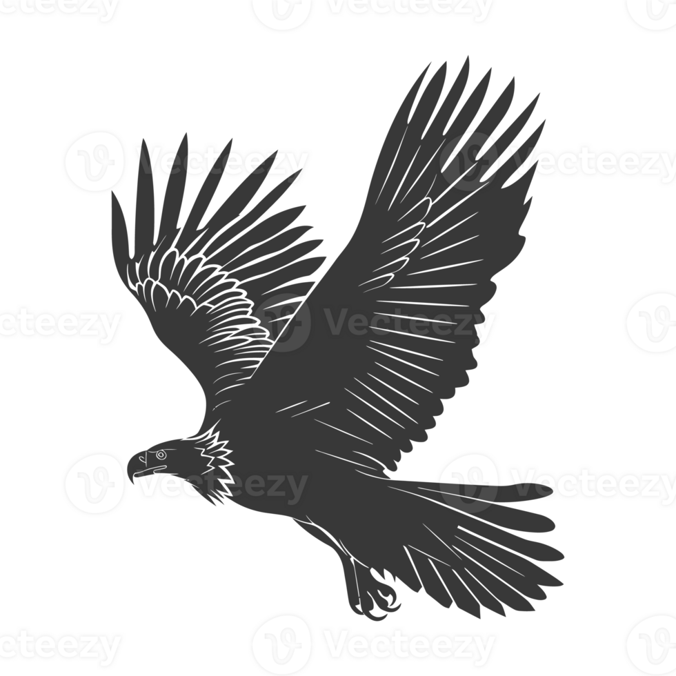 ai generiert Silhouette Adler Tier fliegen schwarz Farbe nur voll Körper png