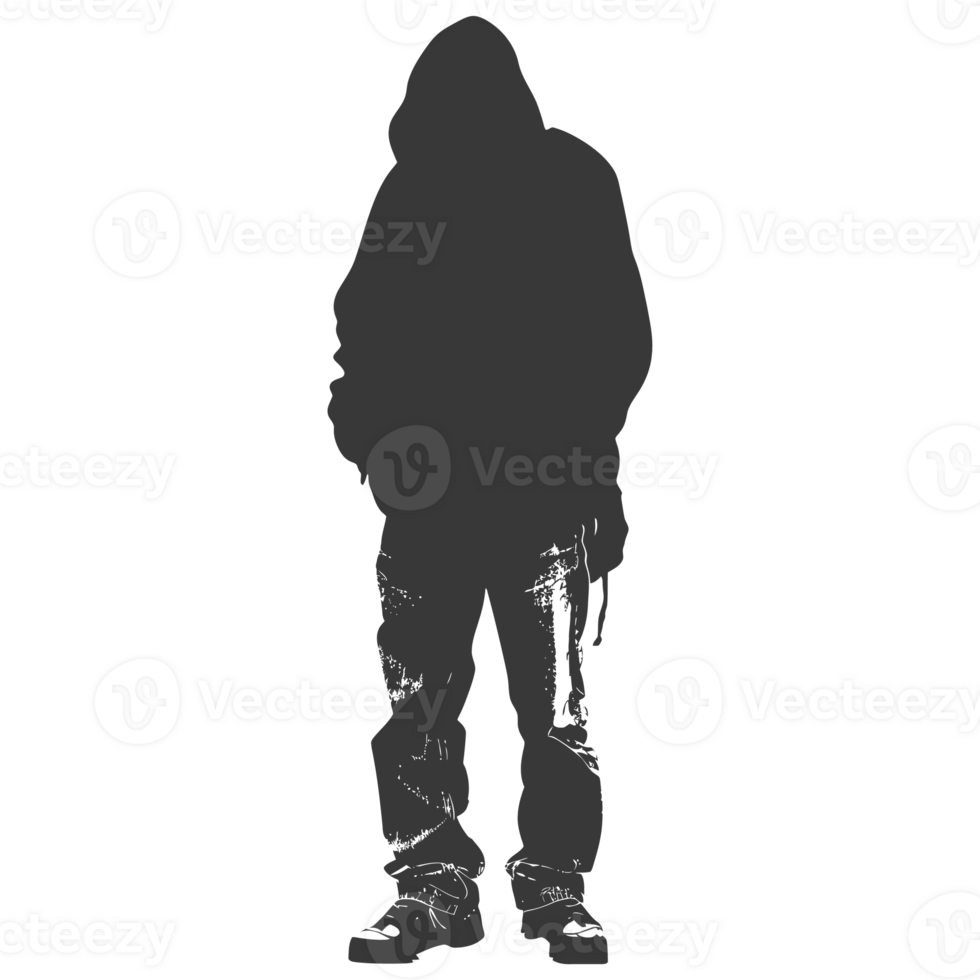 AI generated Silhouette homeless black color only full body png