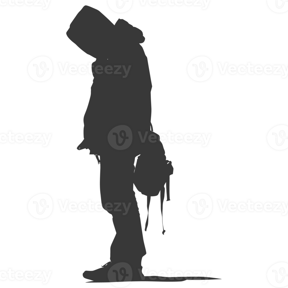 AI generated Silhouette homeless black color only full body png