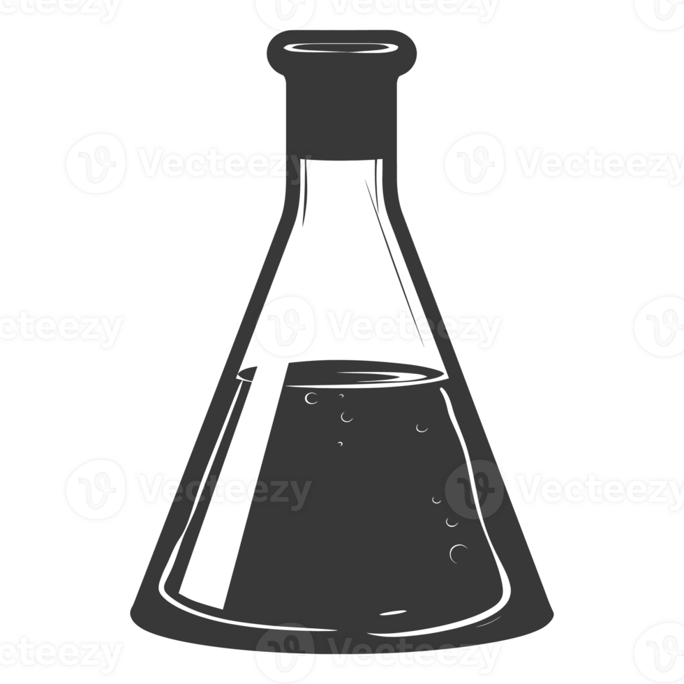 AI generated Silhouette Erlenmeyer tube black color only png