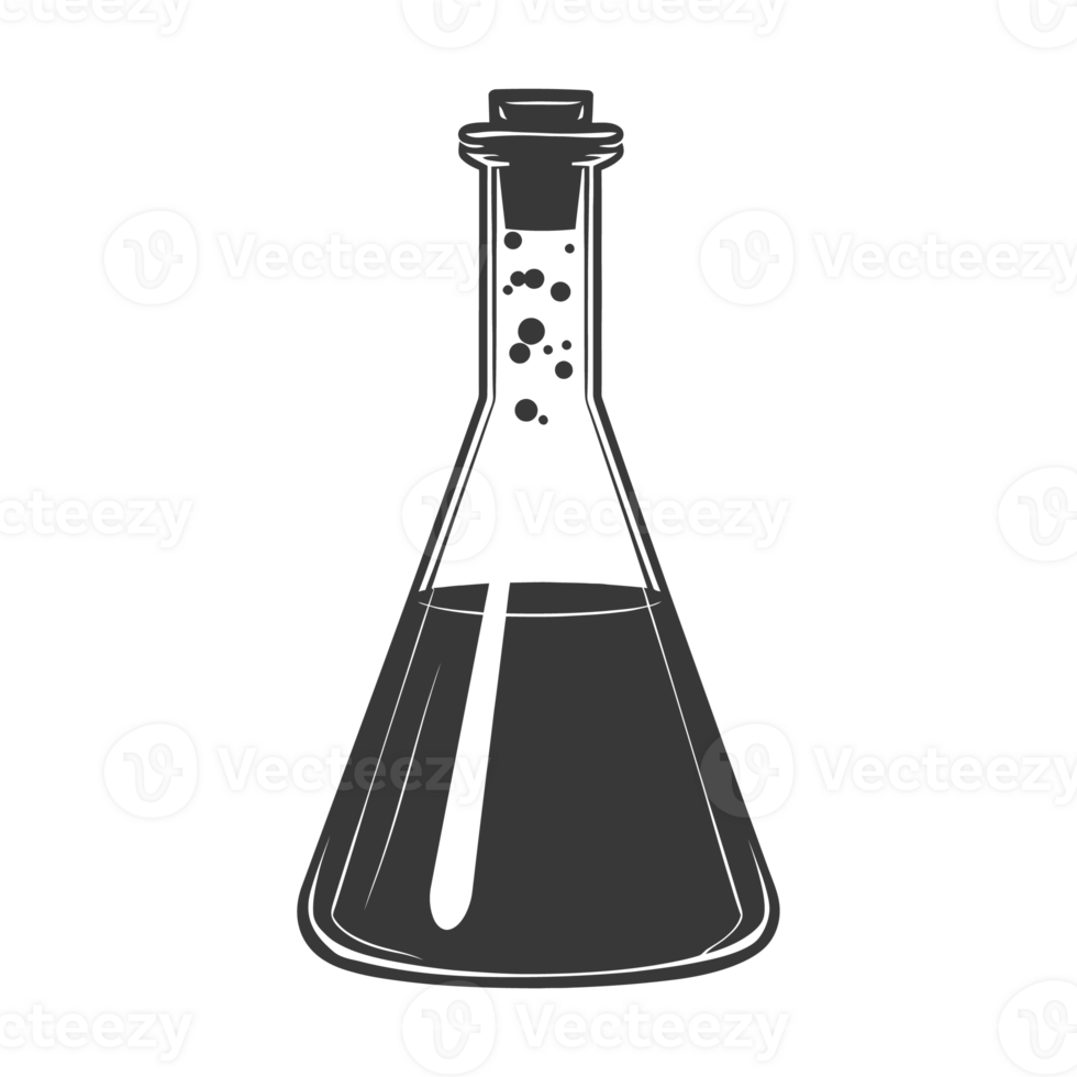 AI generated Silhouette Erlenmeyer tube black color only png