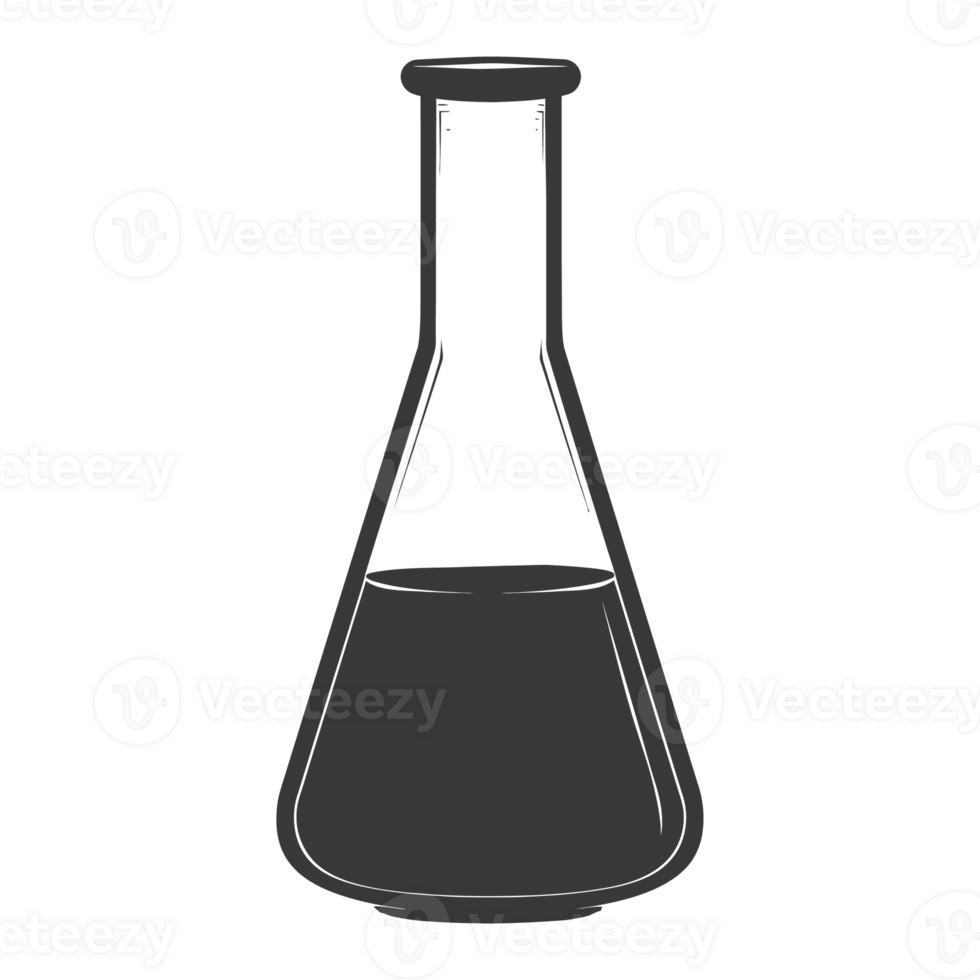 AI generated Silhouette Erlenmeyer tube black color only png