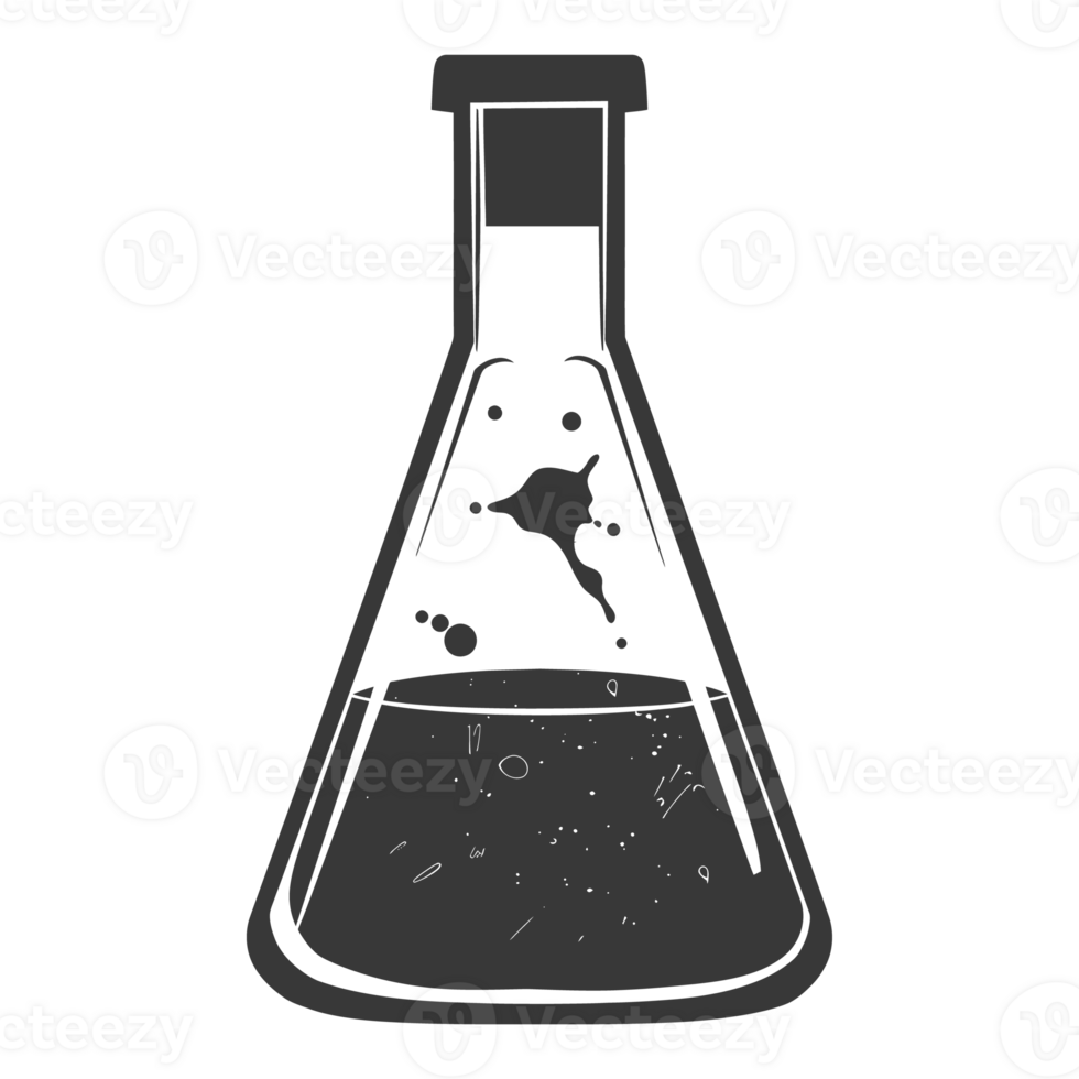 AI generated Silhouette Erlenmeyer tube black color only png