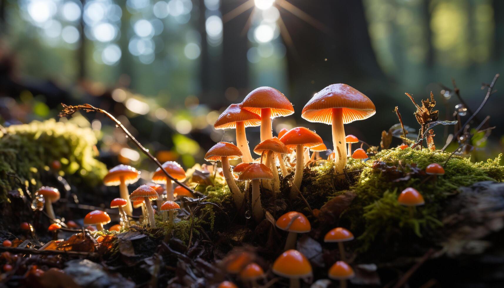 AI generated Freshness and beauty in nature  autumn multi colored forest growth generated by AI photo