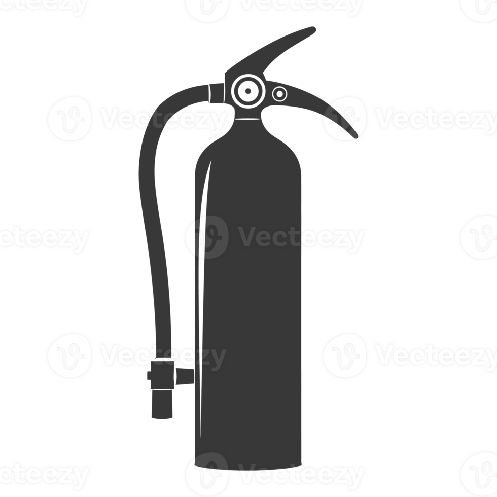 AI generated Silhouette Fire Extinguisher black color only png